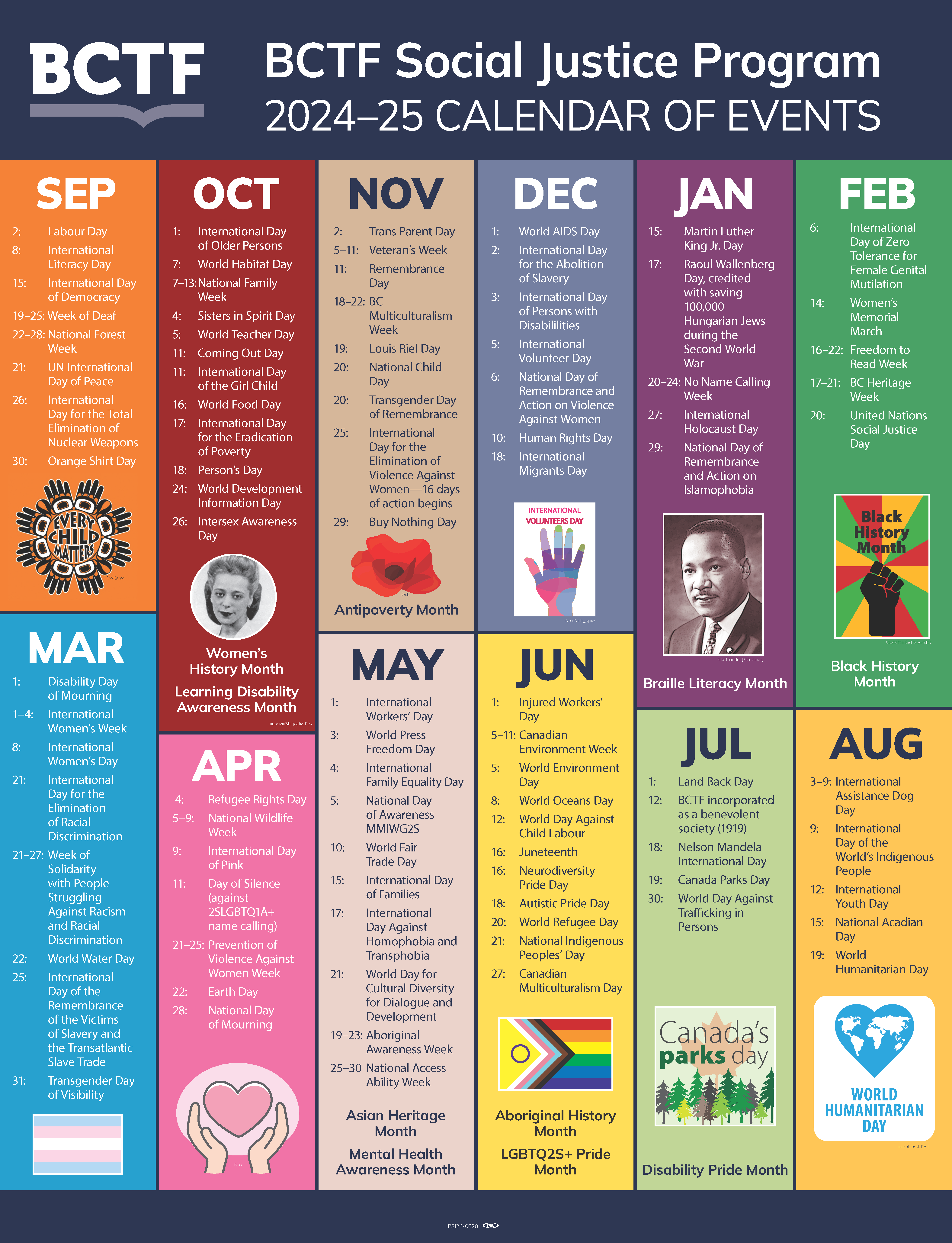 2024-25 Social Justice Calendar Poster