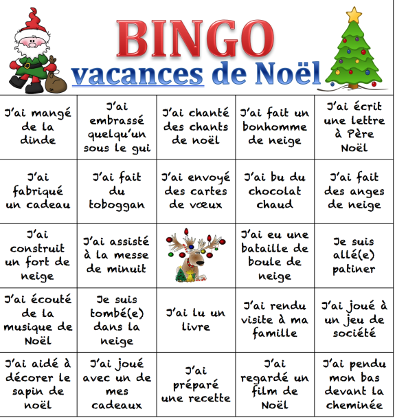 Christmas Bingo in French (other languages)